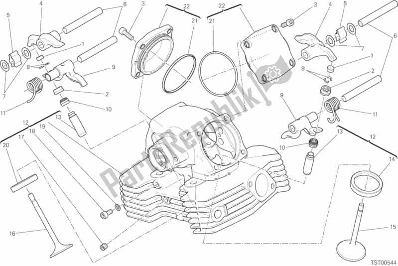 Alle onderdelen voor de Verticale Kop van de Ducati Scrambler Flat Track PRO USA 803 2016